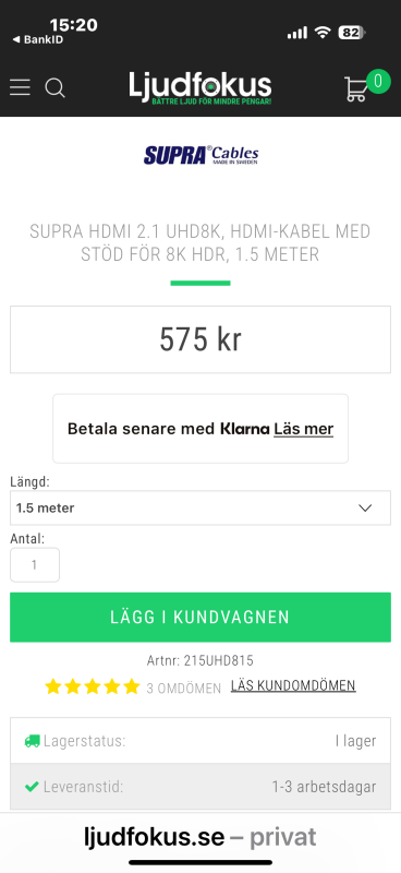 SUPRA HDMI 1,5m - Bild 2 av 2