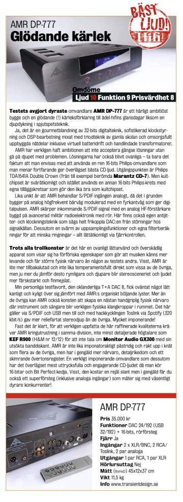 AMR DP-777 DAC Black Edition ( Ny i Kartong! ) 