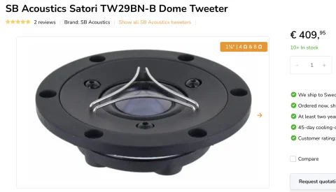 Diskant SB Acoustics Be TW29-BN-B  (4st)