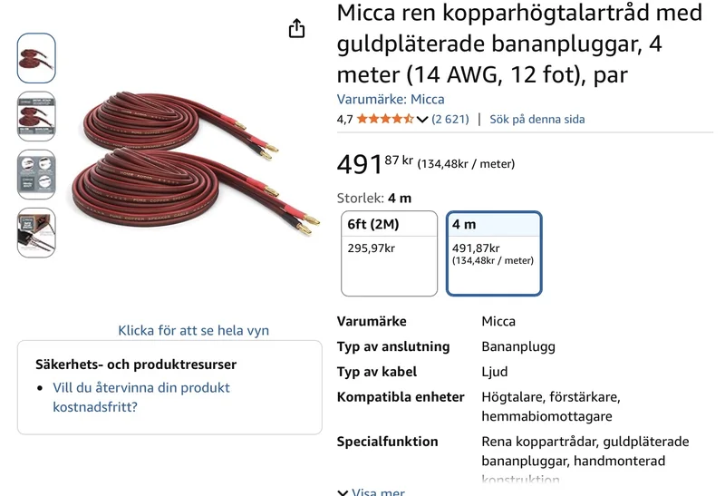 Micca högtalar kabel som ny Micca högtalar kabel som ny - Bild 3 av 3