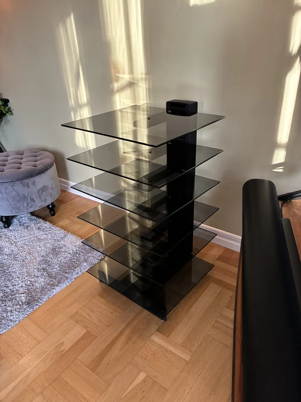HiFi-b&auml;nk i metall och tonat glas - Bild 2 av 4