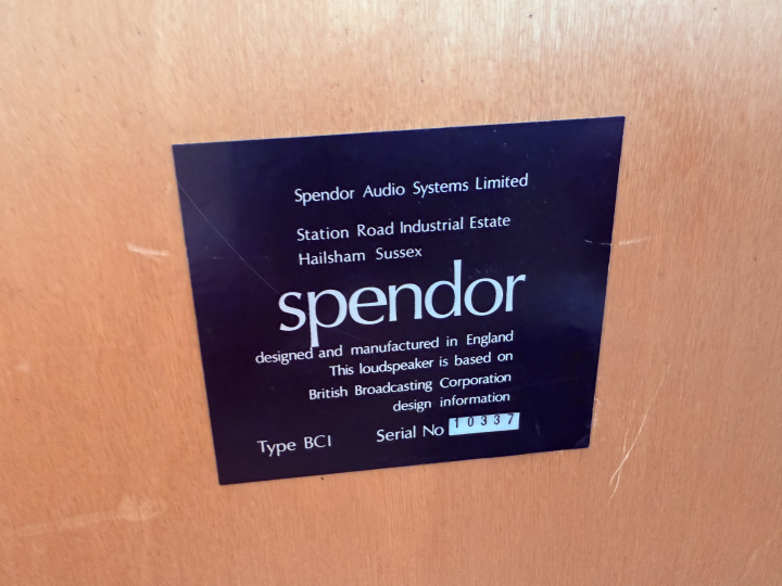 SPENDOR BC1 TYPE BCI BBC MONITORS 1 par 