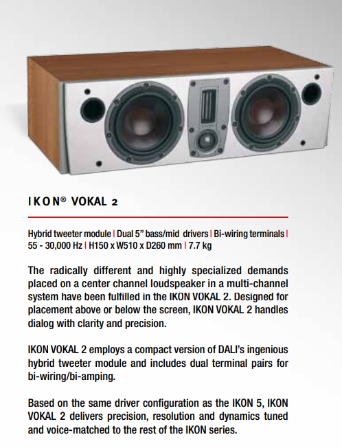 Dali Ikon Vokal 2 Mk2 Centerhögtalare Begagnad - Bild 5 av 12