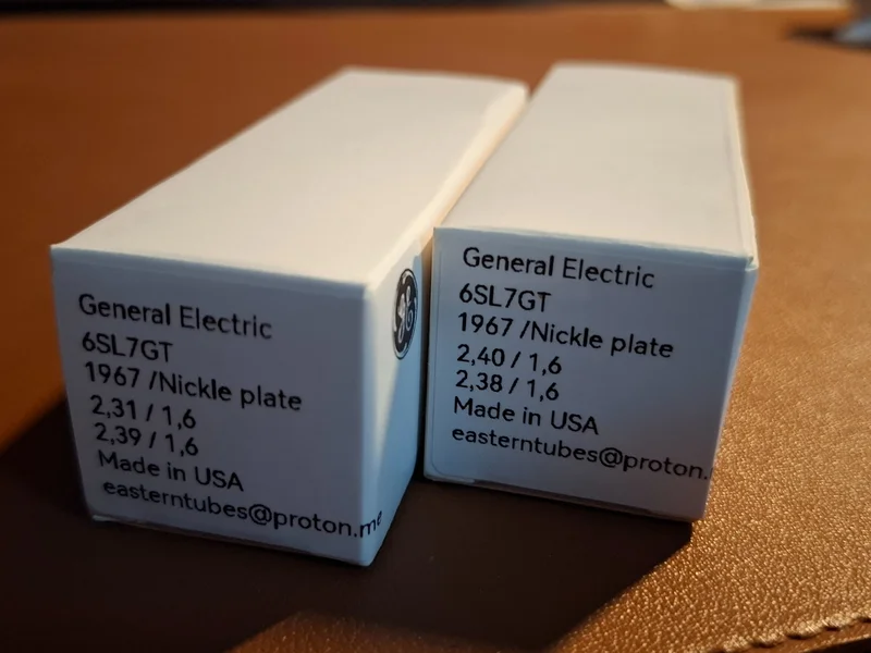 GE 6SL7GT – NOS Matchat Par – Nickel Plates – Side Getter GE 6SL7GT – NOS Matchat Par – Nickel Plates – Side Getter - Bild 1 av 6