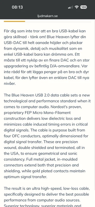 Nordost blue heaven USB 1 m - Bild 2 av 6